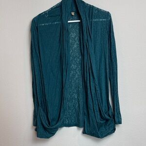 Vintage - Free People Teal Open-Front, Pocket Cardigan - M